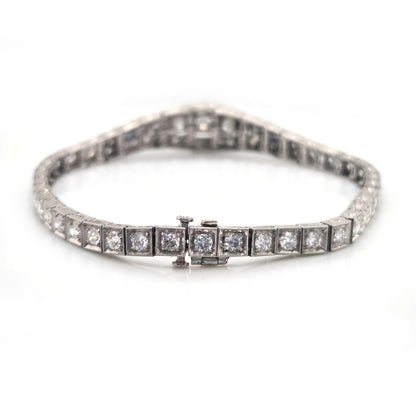 Antique Vintage Art Deco Diamond and Sapphire Line Bracelet Circa 1920s