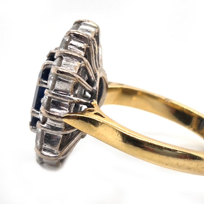 Vintage 2.11ct Natural No Heat Sapphire and 2ct Diamond Cluster Engagement Ring