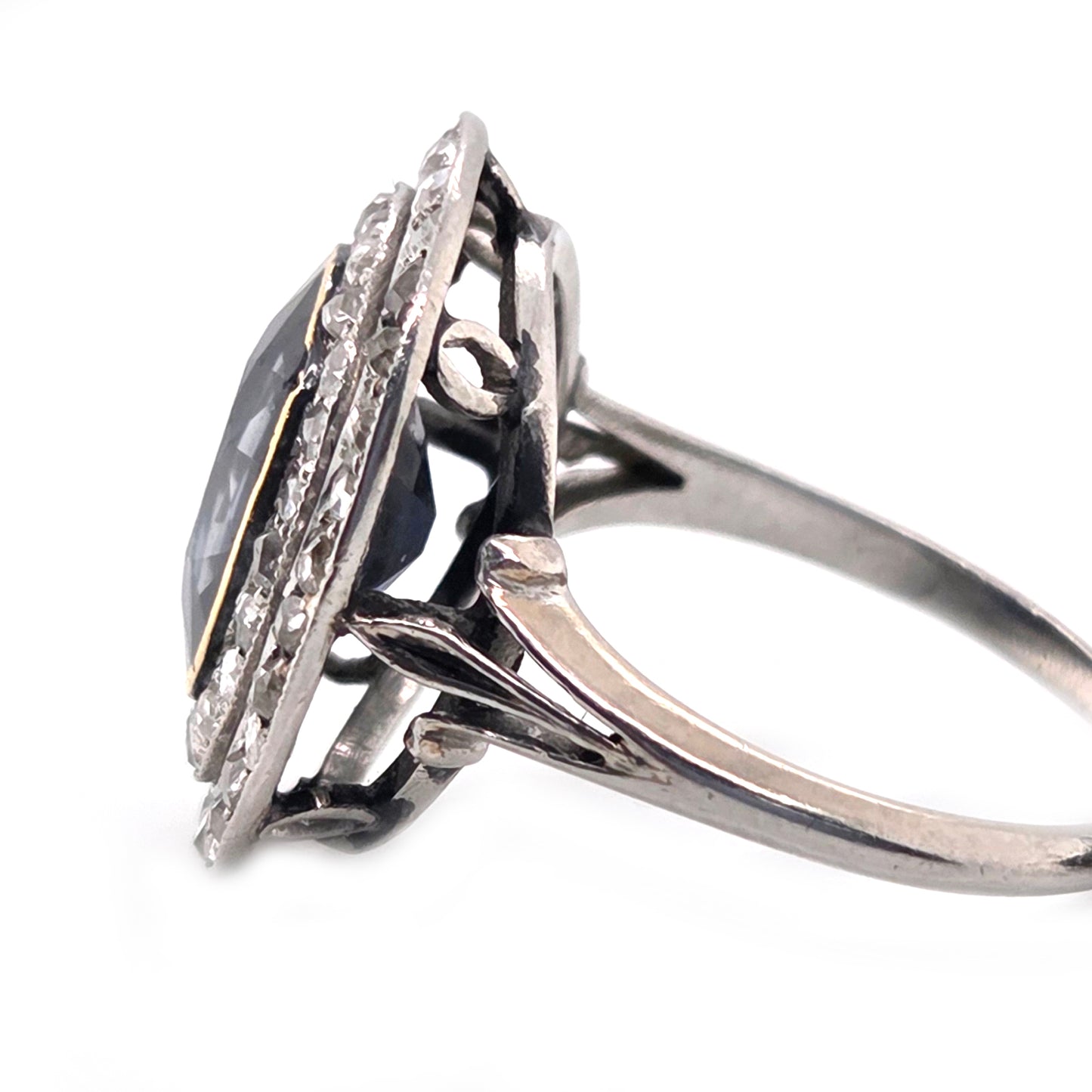Edwardian Antique Sapphire and Diamond Double Cluster Ring
