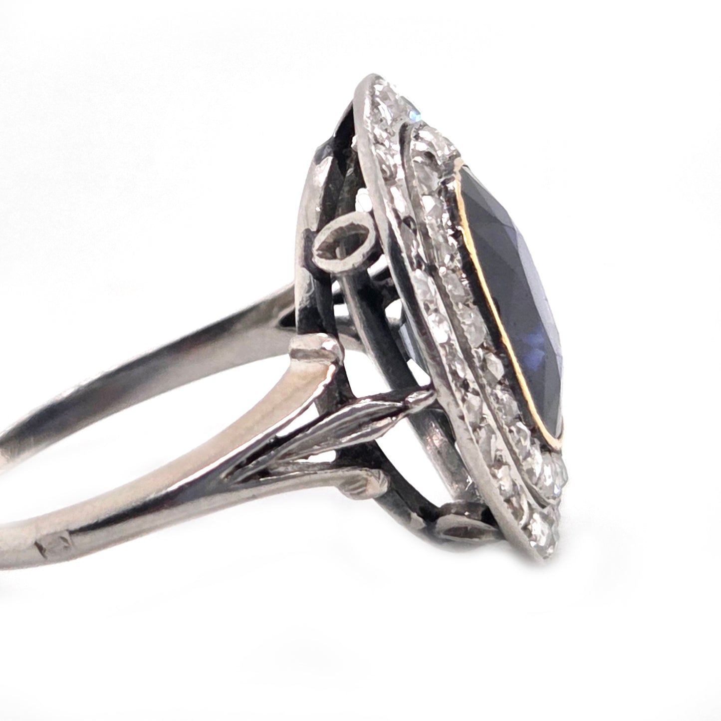 Edwardian Antique Sapphire and Diamond Double Cluster Ring
