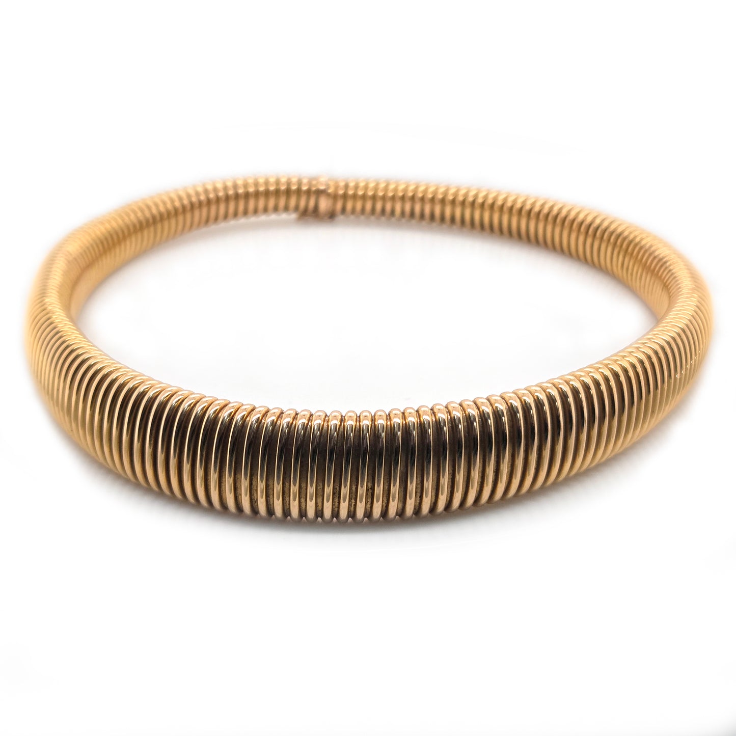 Art Deco 18ct Yellow Gold Graduated Tubogas Necklace, Antique Vintage 1920s