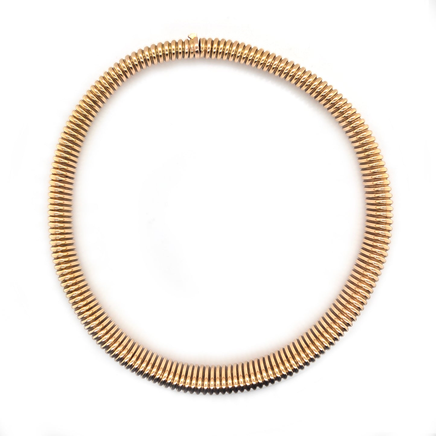 Art Deco 18ct Yellow Gold Graduated Tubogas Necklace, Antique Vintage 1920s