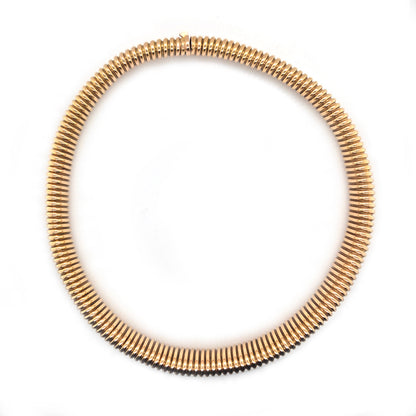 Art Deco 18ct Yellow Gold Graduated Tubogas Necklace, Antique Vintage 1920s