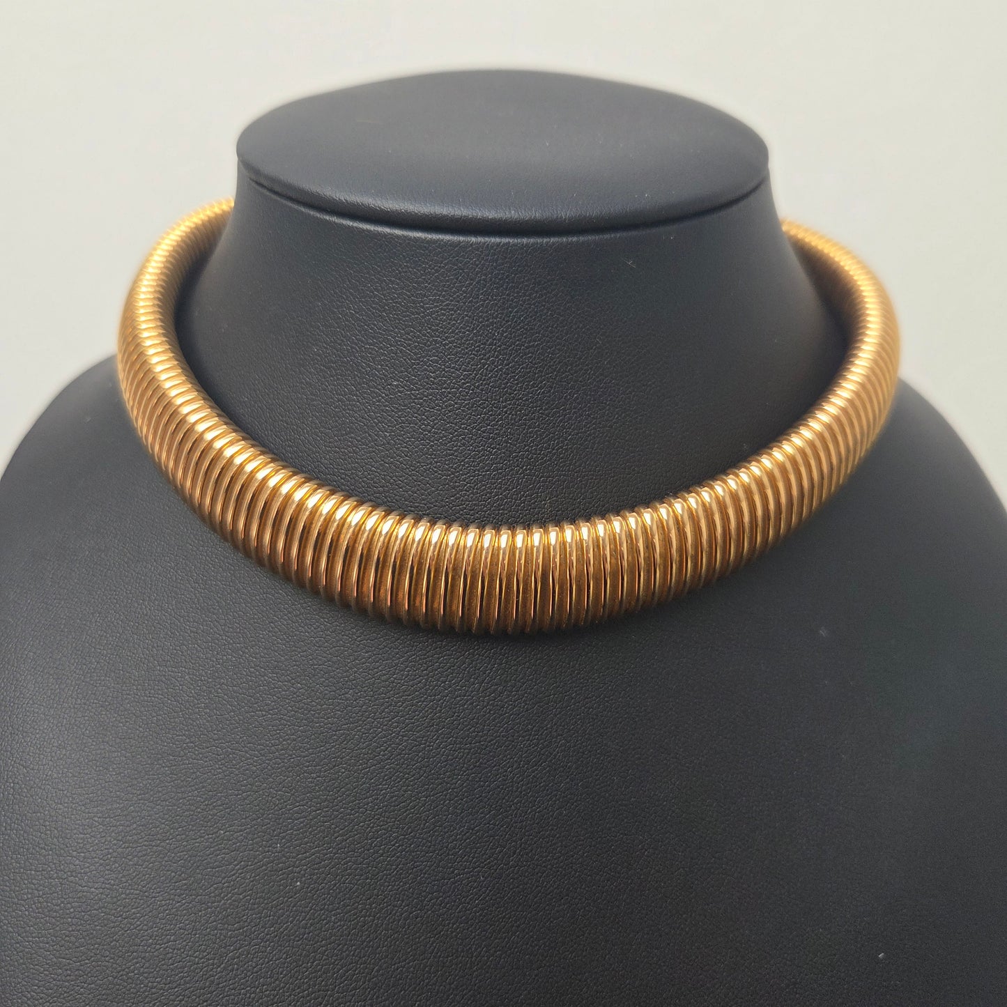 Art Deco 18ct Yellow Gold Graduated Tubogas Necklace, Antique Vintage 1920s