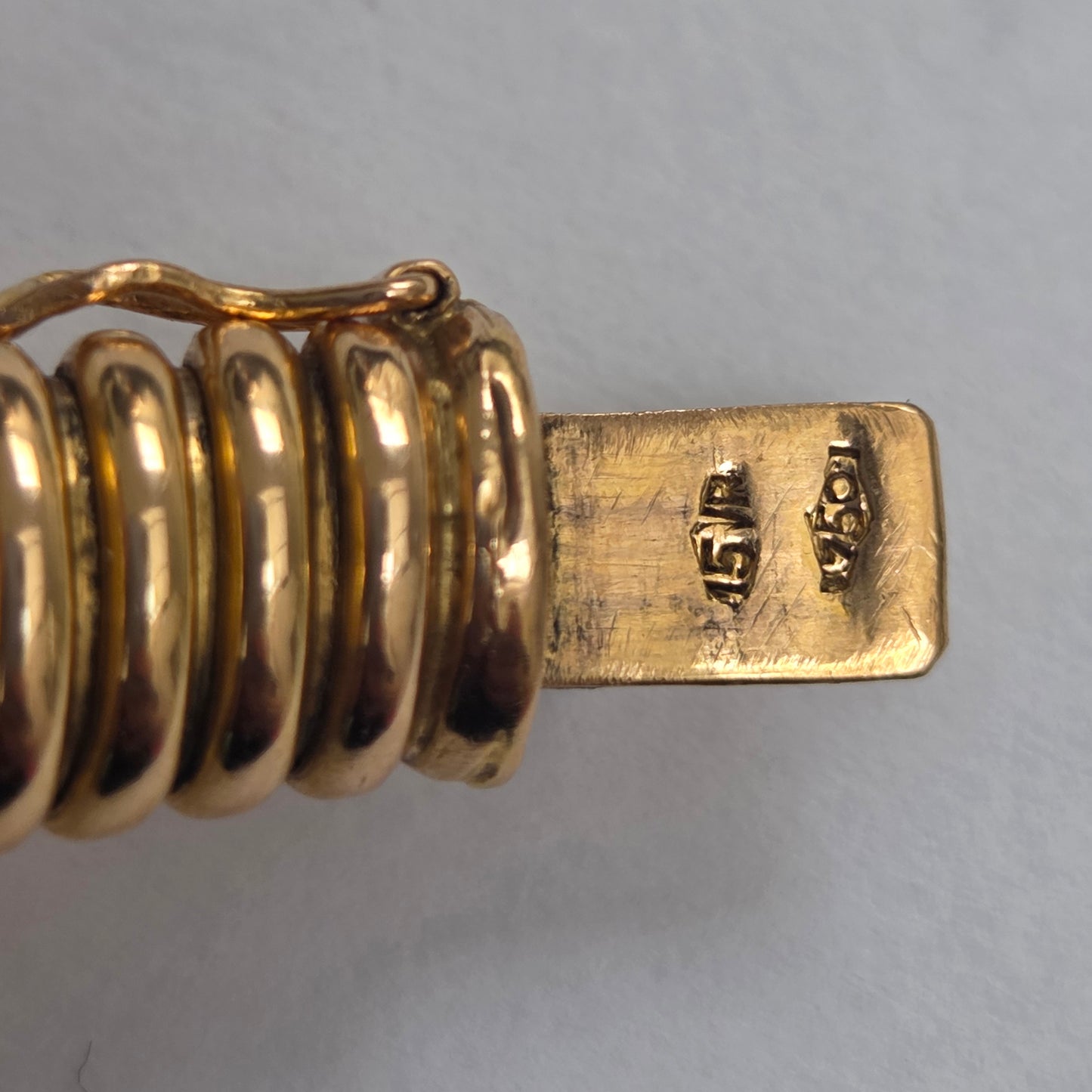 Art Deco 18ct Yellow Gold Graduated Tubogas Necklace, Antique Vintage 1920s