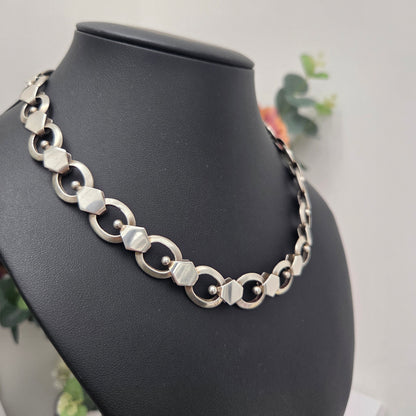Vintage Late Art Deco 1938 Silver Fancy Link Chain Necklace