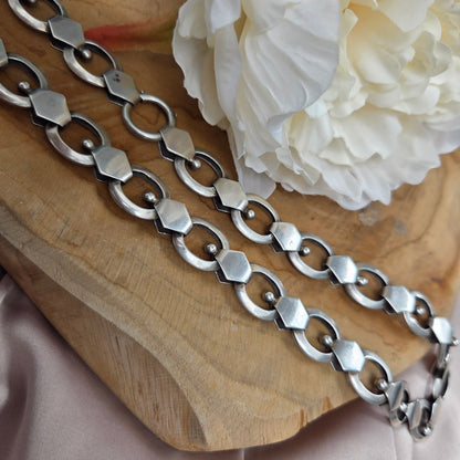 Vintage Late Art Deco 1938 Silver Fancy Link Chain Necklace