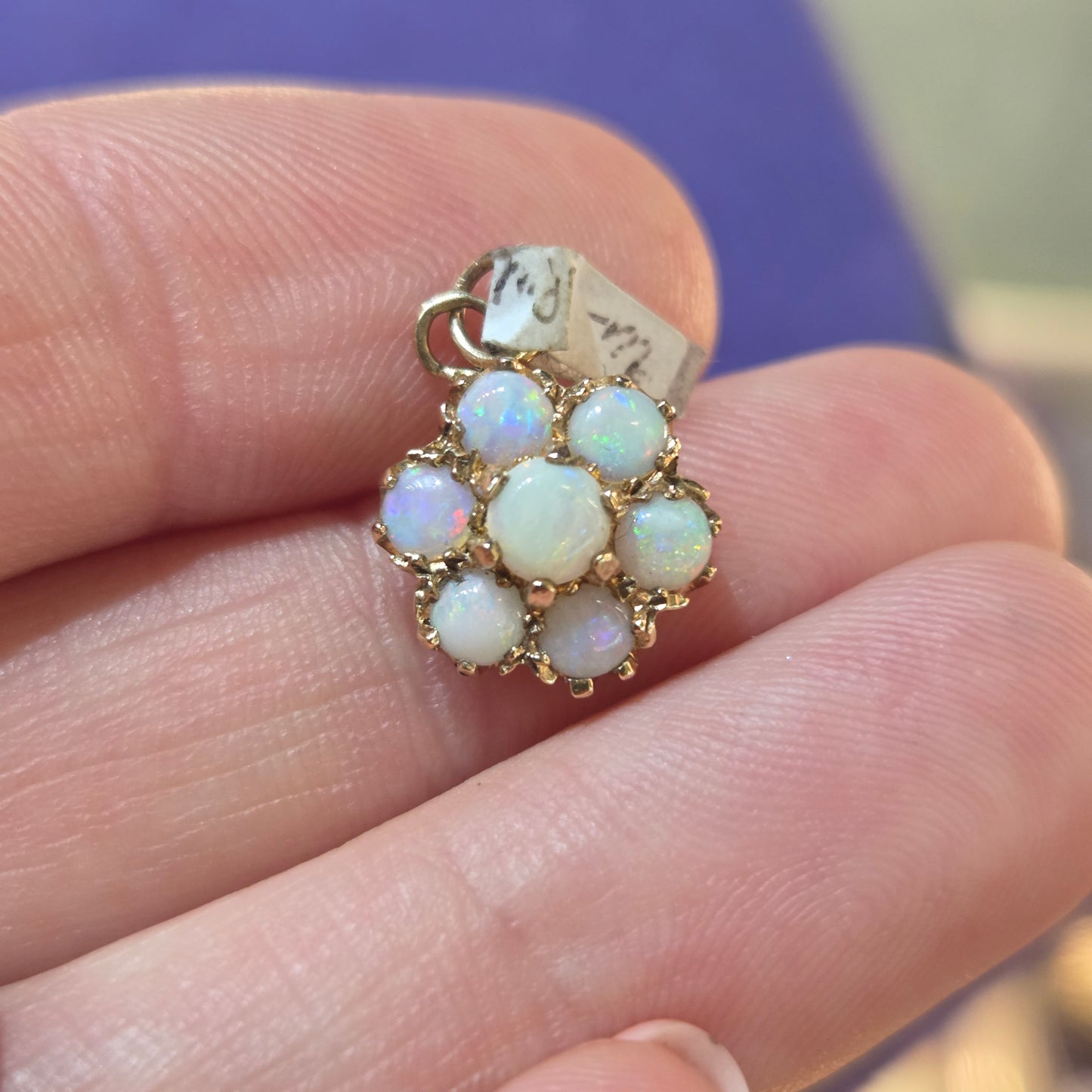 Opal Daisy Cluster Pendant with Chain