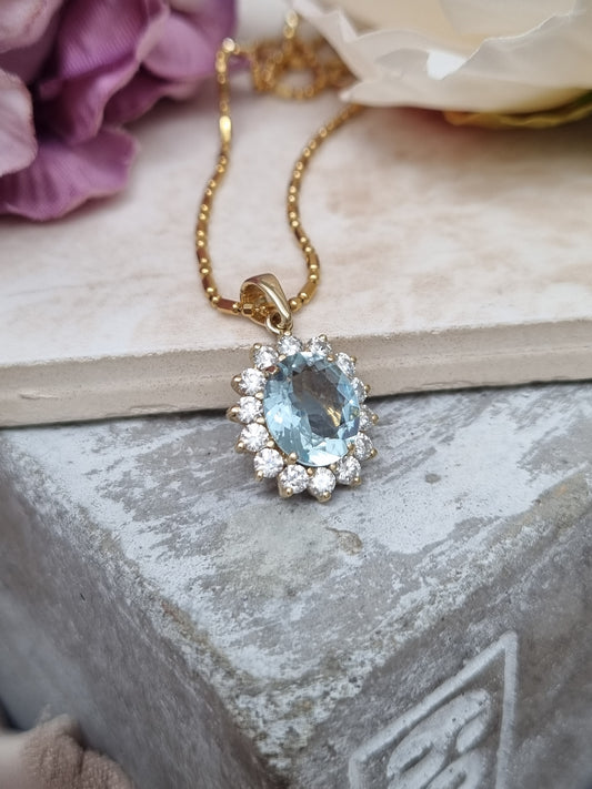 Aquamarine and Diamond Pendant D1.40 Aq3.5