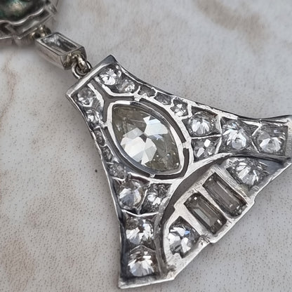 Antique Vintage Art Deco 5cts Diamond Drop Earrings in Platinum Marquise Baguette Transitional