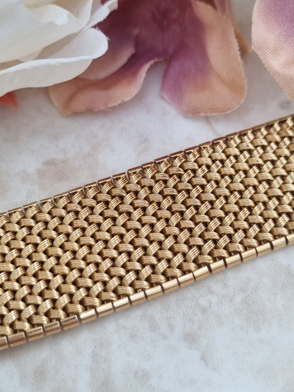 1960s French 18ct Yellow Gold Mesh Link Bracelet