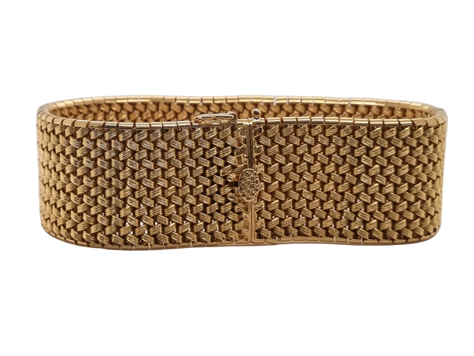 1960s French 18ct Yellow Gold Mesh Link Bracelet