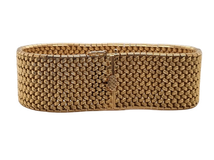 1960s French 18ct Yellow Gold Mesh Link Bracelet