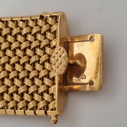 1960s French 18ct Yellow Gold Mesh Link Bracelet