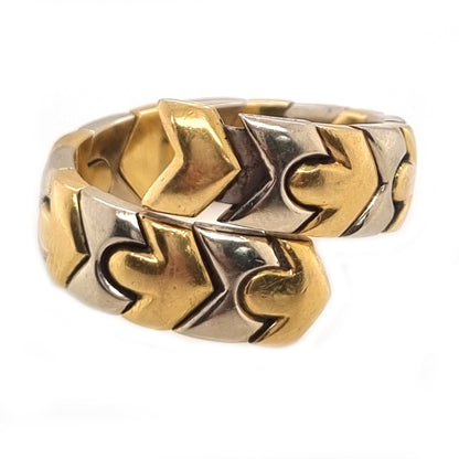 Vintage Bvlgari Alveare Parentesi Bi Colour 18ct Gold Snake Style Ring