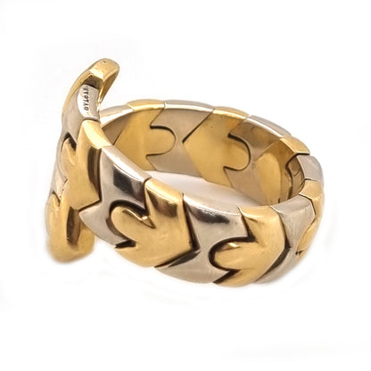 Vintage Bvlgari Bi Colour 18ct Yellow and White Gold Snake Style Wrap around Ring