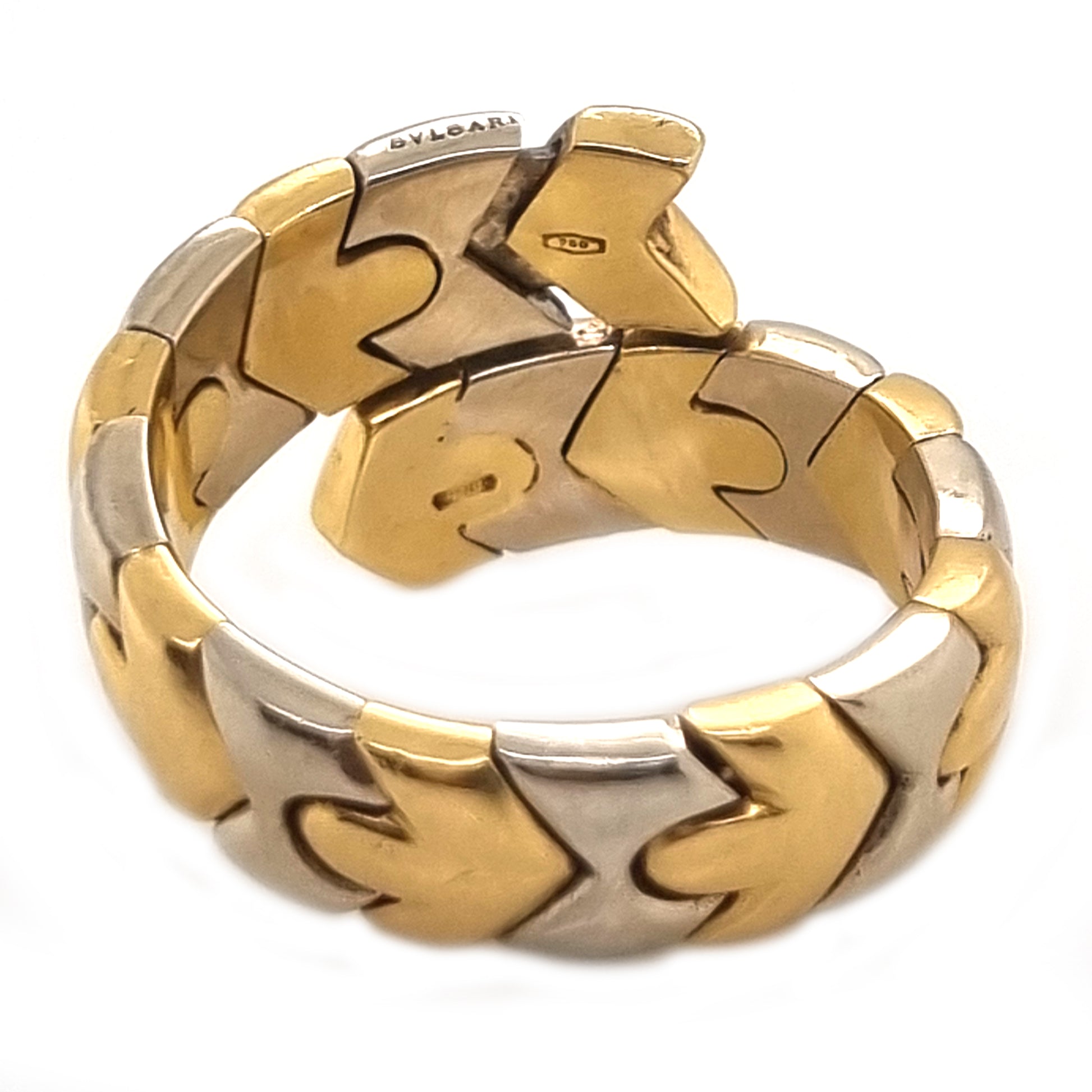 Vintage Bvlgari Bi Colour 18ct Yellow and White Gold Snake Style Wrap around Ring