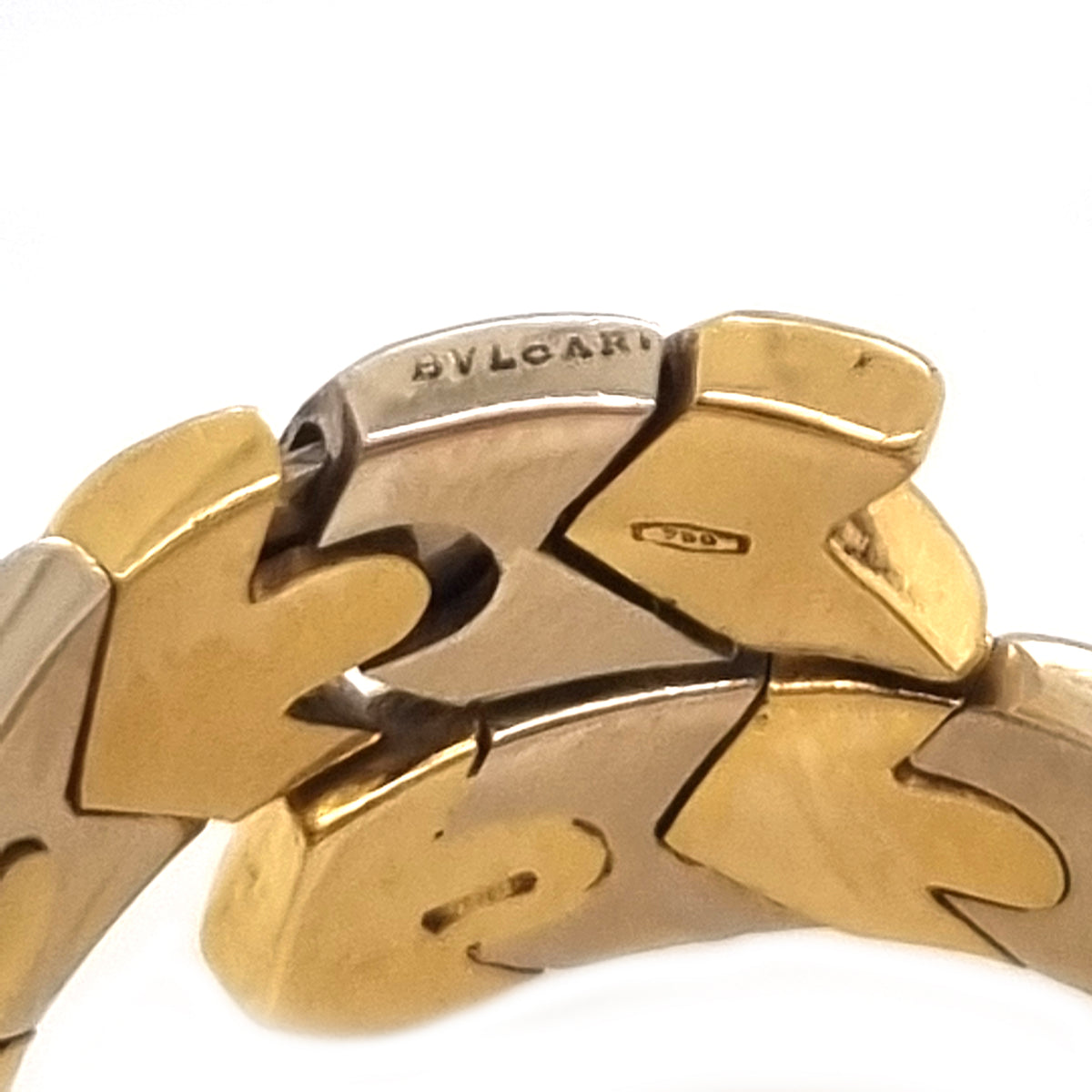Vintage Bvlgari Bi Colour 18ct Yellow and White Gold Snake Style Wrap around Ring