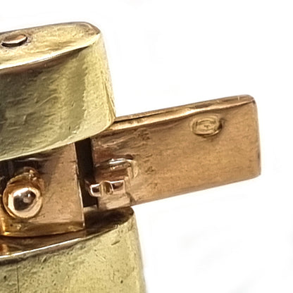 Vintage 1940s Retro Bi Colour 18ct Yellow Rose Gold Brick Link Wide Bracelet