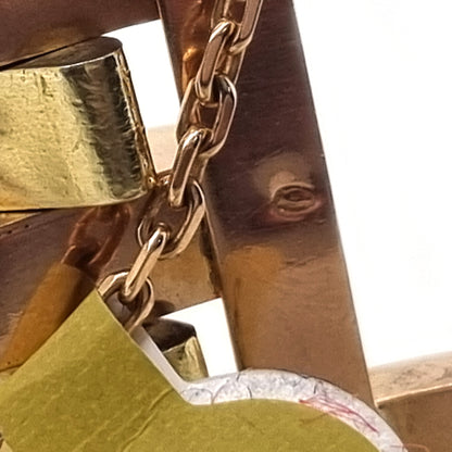 Vintage 1940s Retro Bi Colour 18ct Yellow Rose Gold Brick Link Wide Bracelet