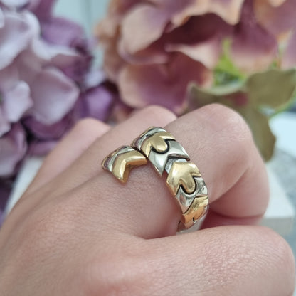 Vintage Bvlgari Bi Colour 18ct Yellow and White Gold Snake Style Wrap around Ring