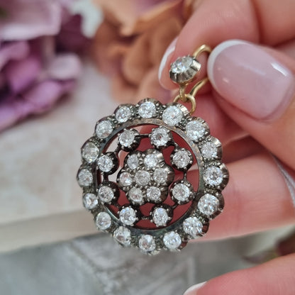 Antique 3cts Old Cut Diamond Pendant come Brooch