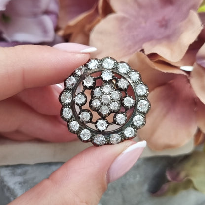 Antique 3cts Old Cut Diamond Pendant come Brooch