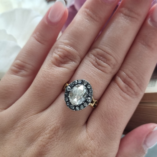 Victorian 14ct Gold Rose Cut Diamond Cluster Ring