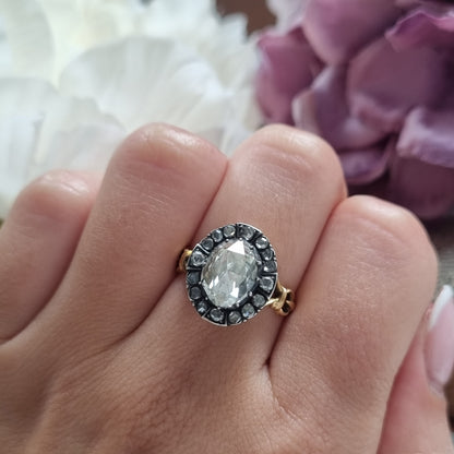 Victorian 14ct Gold Rose Cut Diamond Cluster Ring