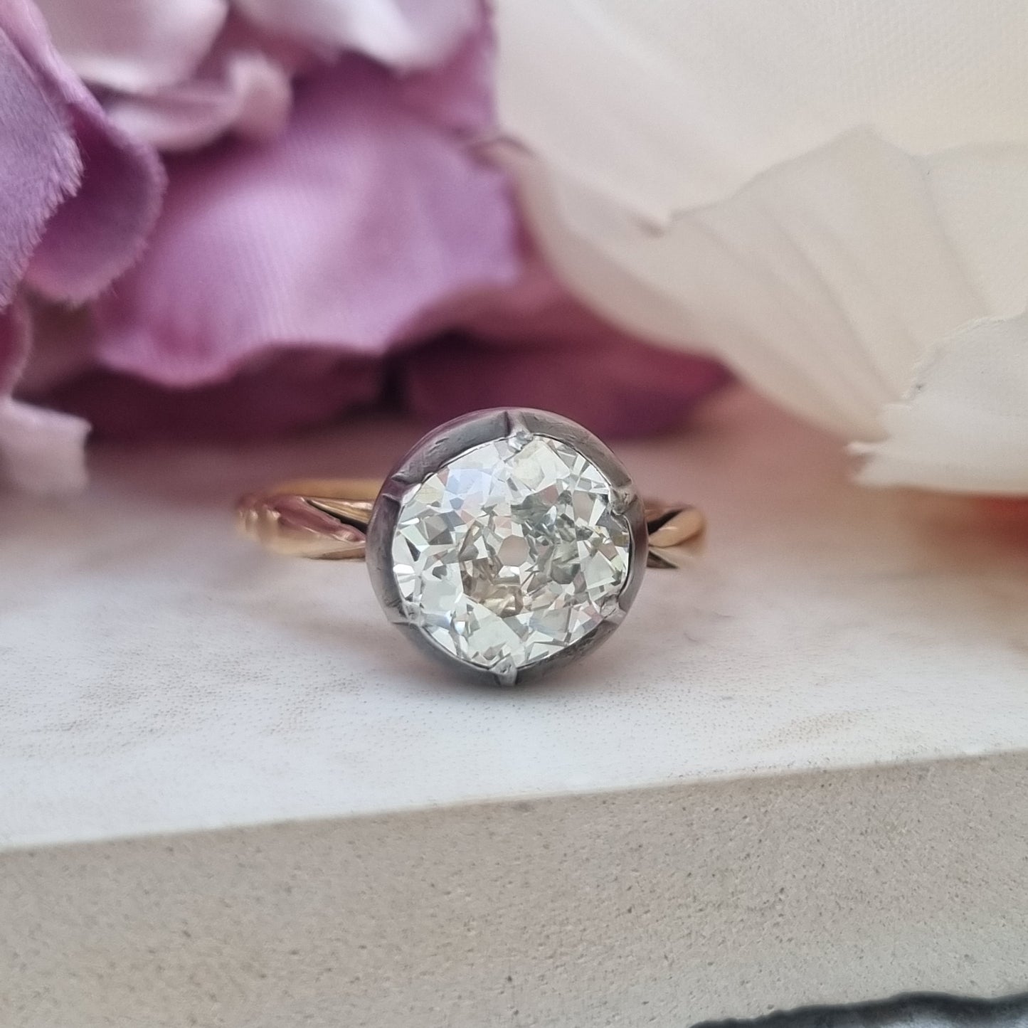 Victorian Antique 2.15ct Old Mine Cut Diamond Solitaire Engagement Ring, Circa 1860