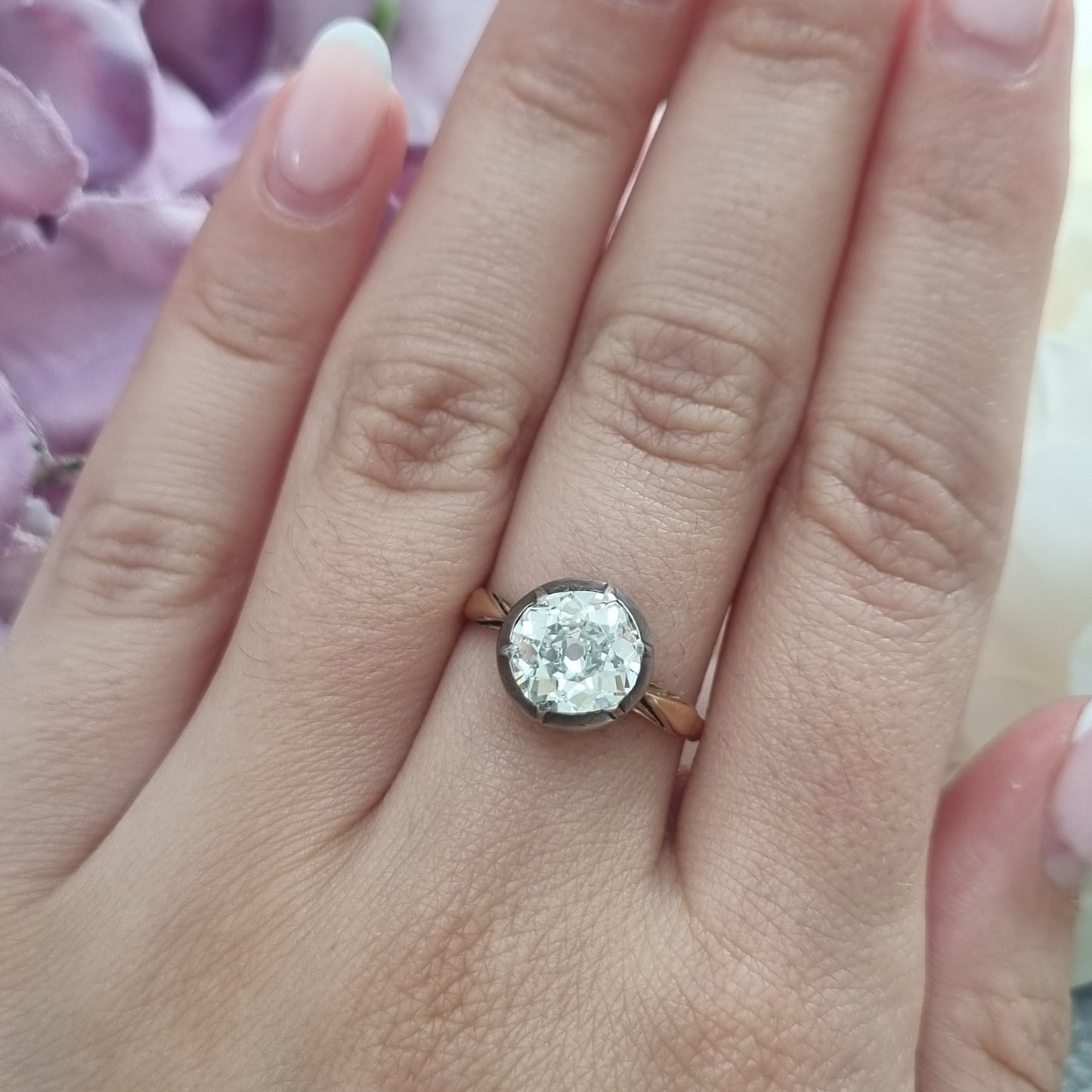 Victorian Antique 2.15ct Old Mine Cut Diamond Solitaire Engagement Ring, Circa 1860