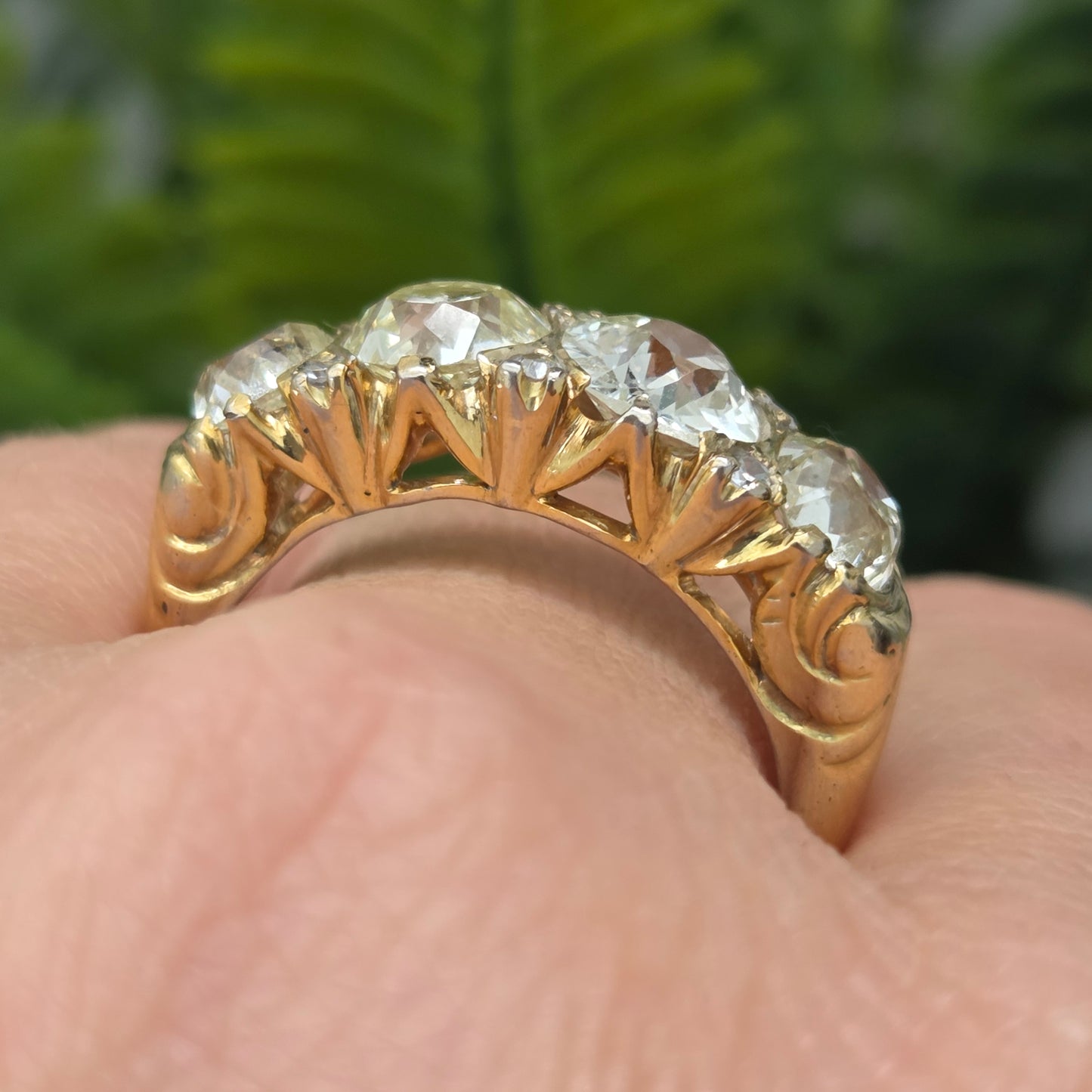Antique Victorian 4.5cts Old Cut Diamond Four Stone Ring