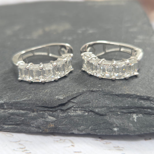 3.82ct Baguette Diamond Huggy Half Hoop Earrings