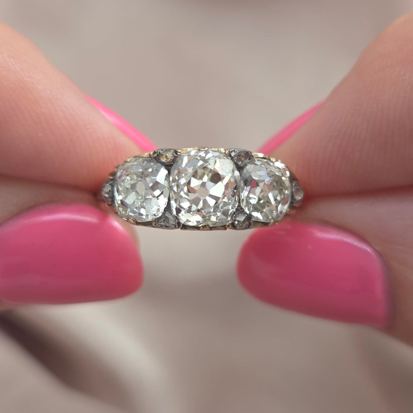 Antique 2.70ct Old Mine Cut Diamond Engagement Ring