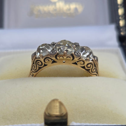Antique 2.70ct Old Mine Cut Diamond Engagement Ring