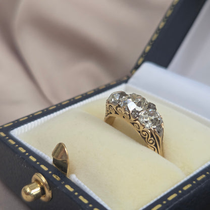 Antique 2.70ct Old Mine Cut Diamond Engagement Ring