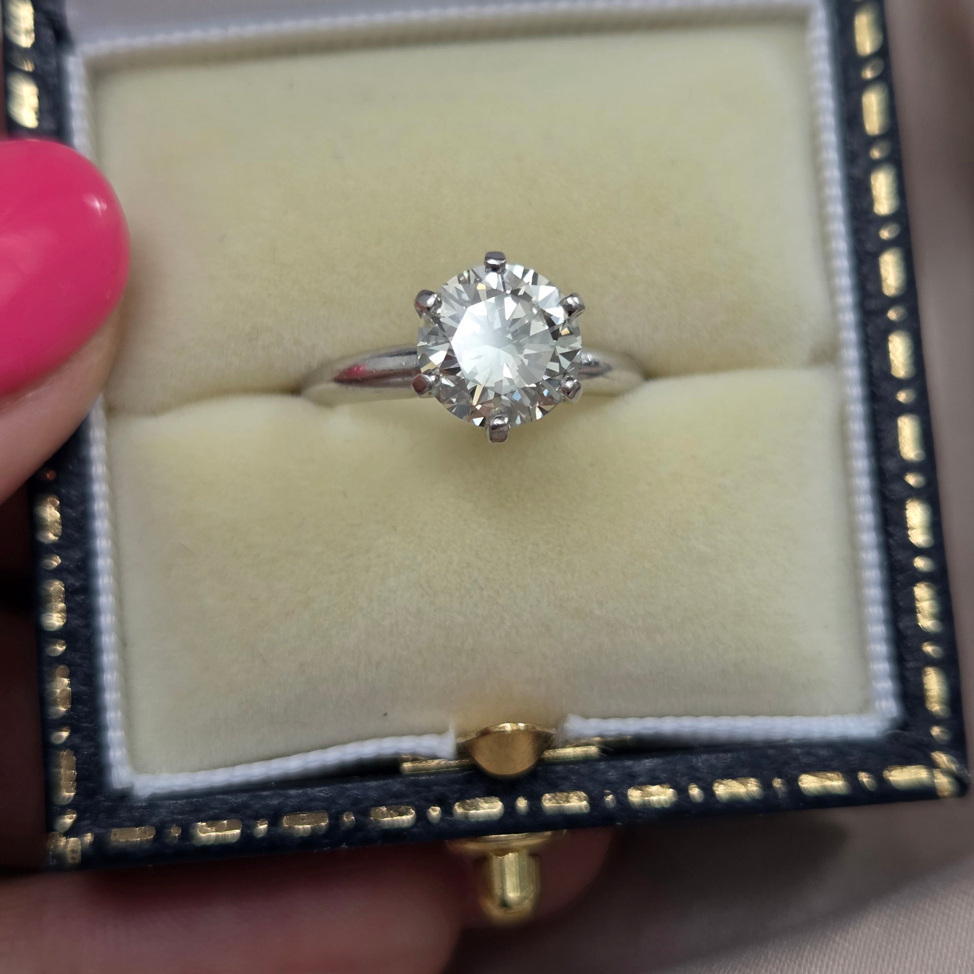 GIA Certified Single Stone 1.60ct Diamond Solitaire Engagement Ring in Platinum