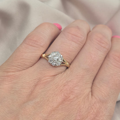 Victorian Antique Old Cut Diamond Daisy Cluster Engagement Ring