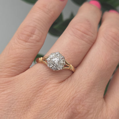 Victorian Antique Old Cut Diamond Daisy Cluster Engagement Ring