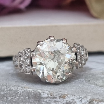 Vintage 4.20ct Old Cut Diamond Solitaire Engagement Ring