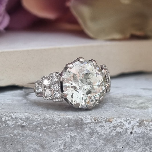 Vintage 4.20ct Old Cut Diamond Solitaire Engagement Ring