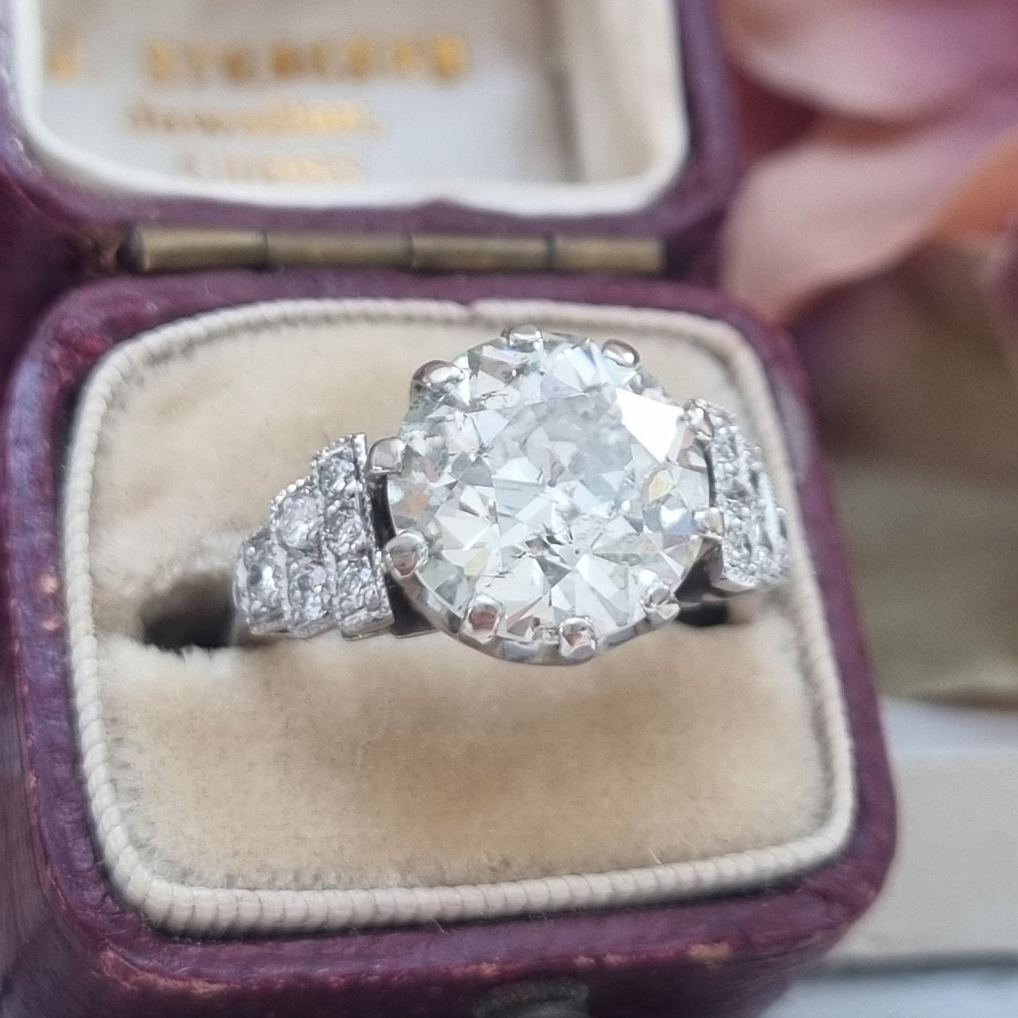 Vintage 4.20ct Old Cut Diamond Solitaire Engagement Ring