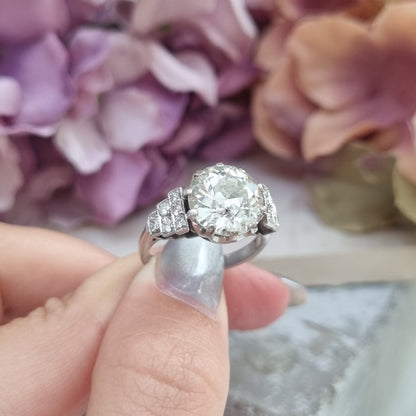 Vintage 4.20ct Old Cut Diamond Solitaire Engagement Ring