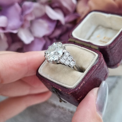 Vintage 4.20ct Old Cut Diamond Solitaire Engagement Ring
