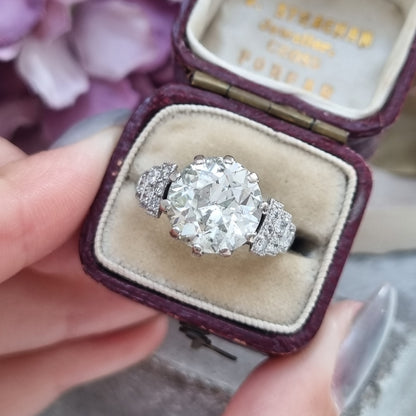 Vintage 4.20ct Old Cut Diamond Solitaire Engagement Ring