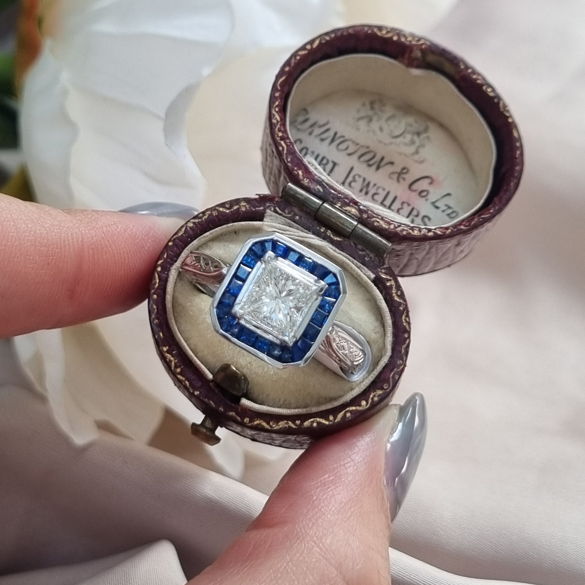 1.19ct Princess Cut Diamond and Sapphire Target Ring