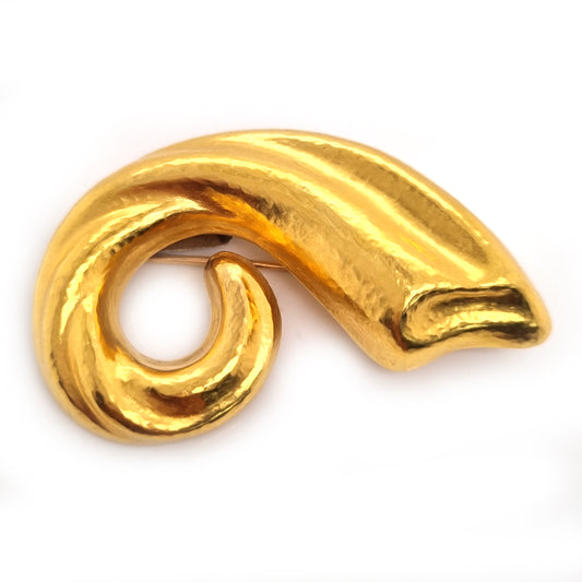 Vintage Ilias Lalaounis Gold Brooch, Greek Circa 1980