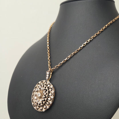 Victorian Antique 2.50ct Old Cut Diamond Oval Cluster Pendant-come-Brooch