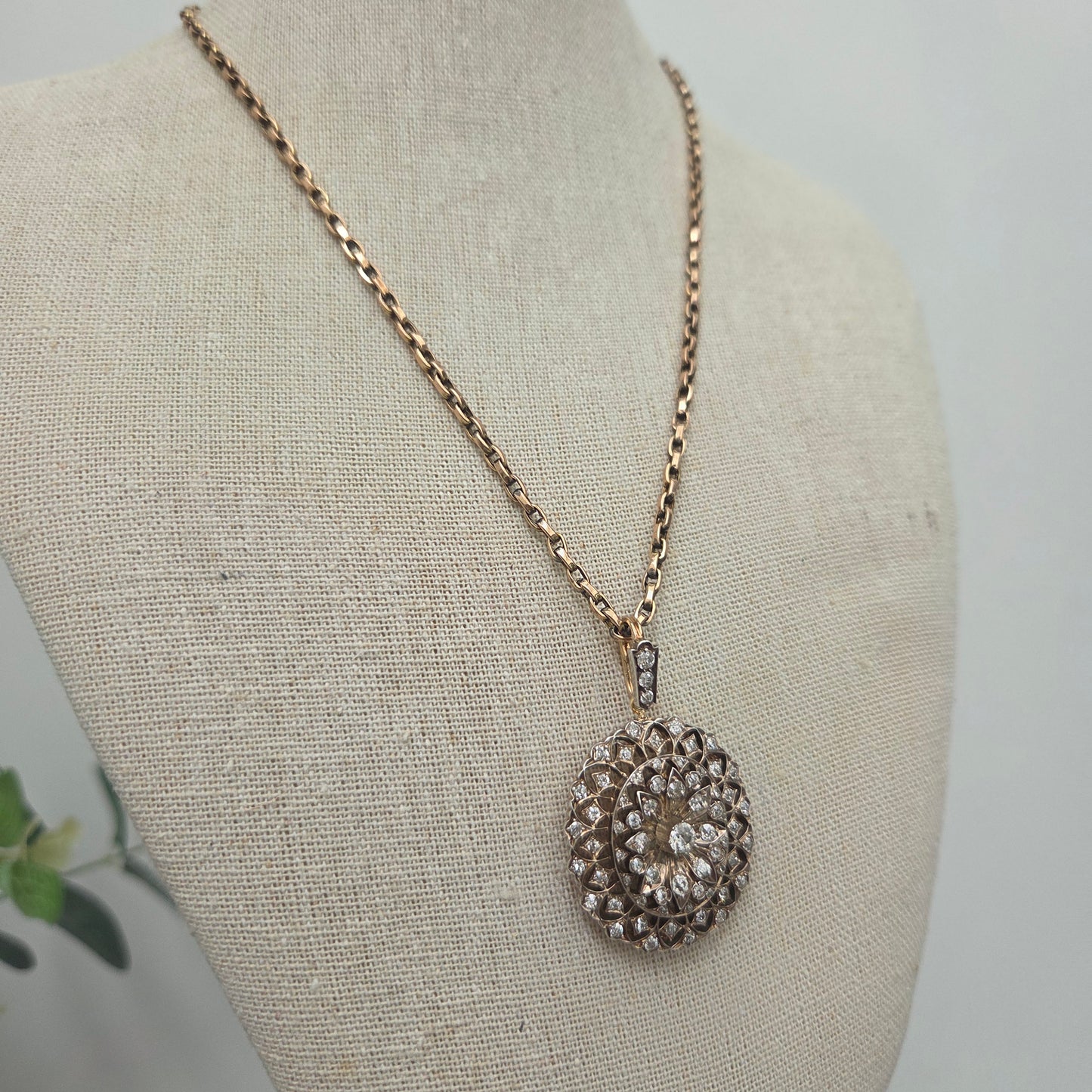 Victorian Antique 2.50ct Old Cut Diamond Oval Cluster Pendant-come-Brooch