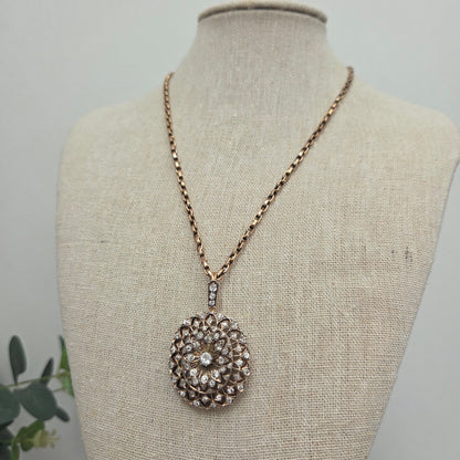 Victorian Antique 2.50ct Old Cut Diamond Oval Cluster Pendant-come-Brooch